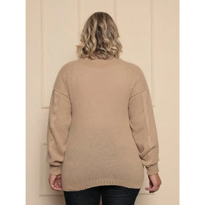 Casaco suéter plus size feminino roxo com botão trançado oversized.